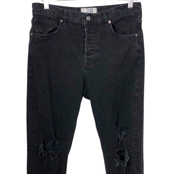 Free People We The Free 28 Bren Boyfriend Destroyed Jean Black Magic OB1311345 - Picture 5 of 12